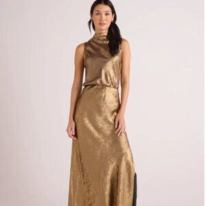 Bella Dal Side Slit Bias Maxi Skirt- Gold Metallic